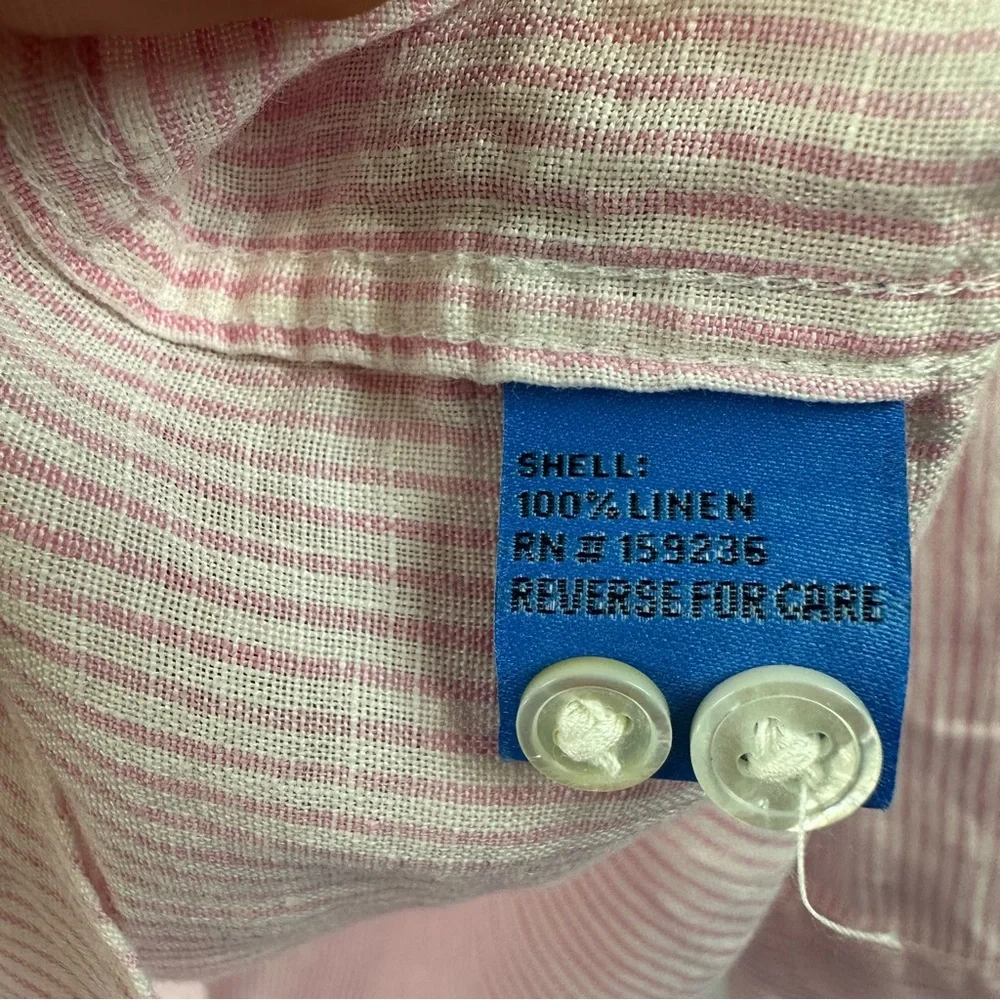 J.McLaughlin Pink Stripe Linen Shirt Size XL 100% Linen - Picture 3 of 6